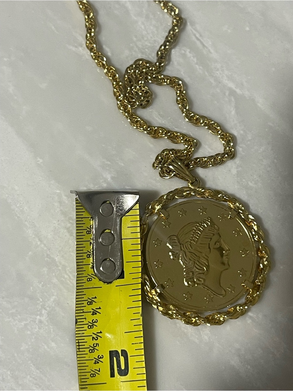 Avon Gold-Tone Bicentennial Medallion Necklace - Picture 6 of 9